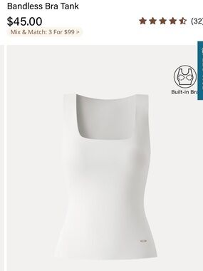 NWT-OGL White Square-Neck Bandless Bra Tank